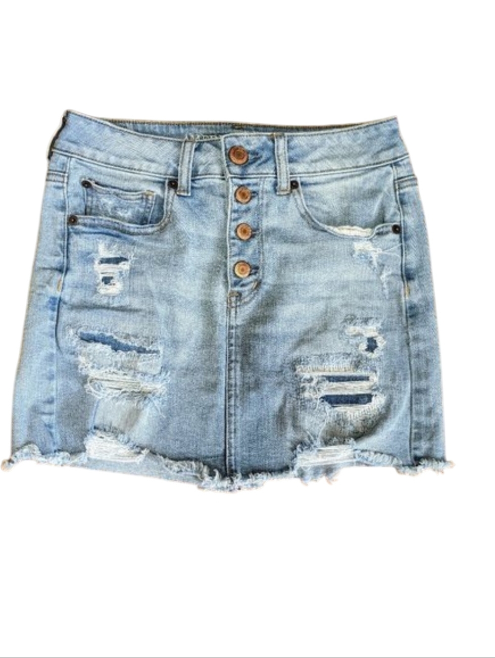 American Eagle Distressed Super Stretch Denim Skirt Size 4